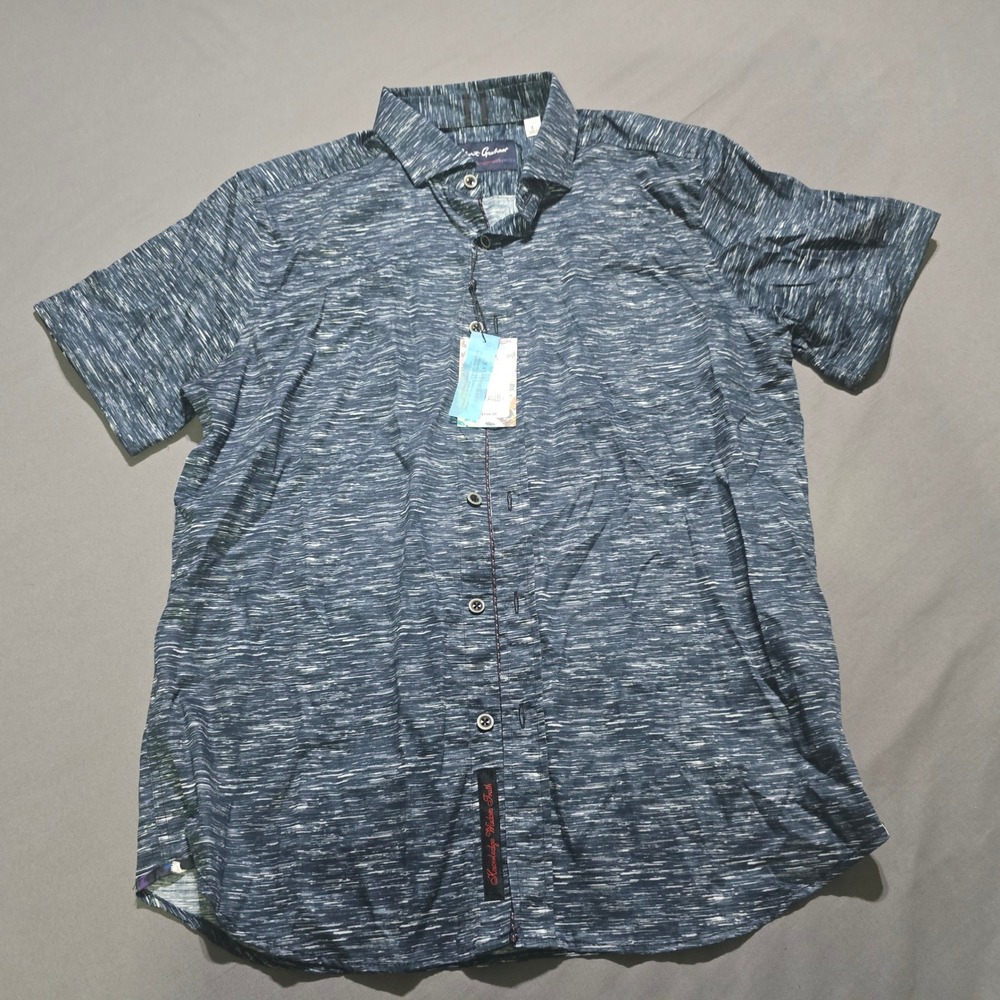 Robert Graham Burbank Shirt Mens Large Black Space Dye Tailored Fit MR212016TF